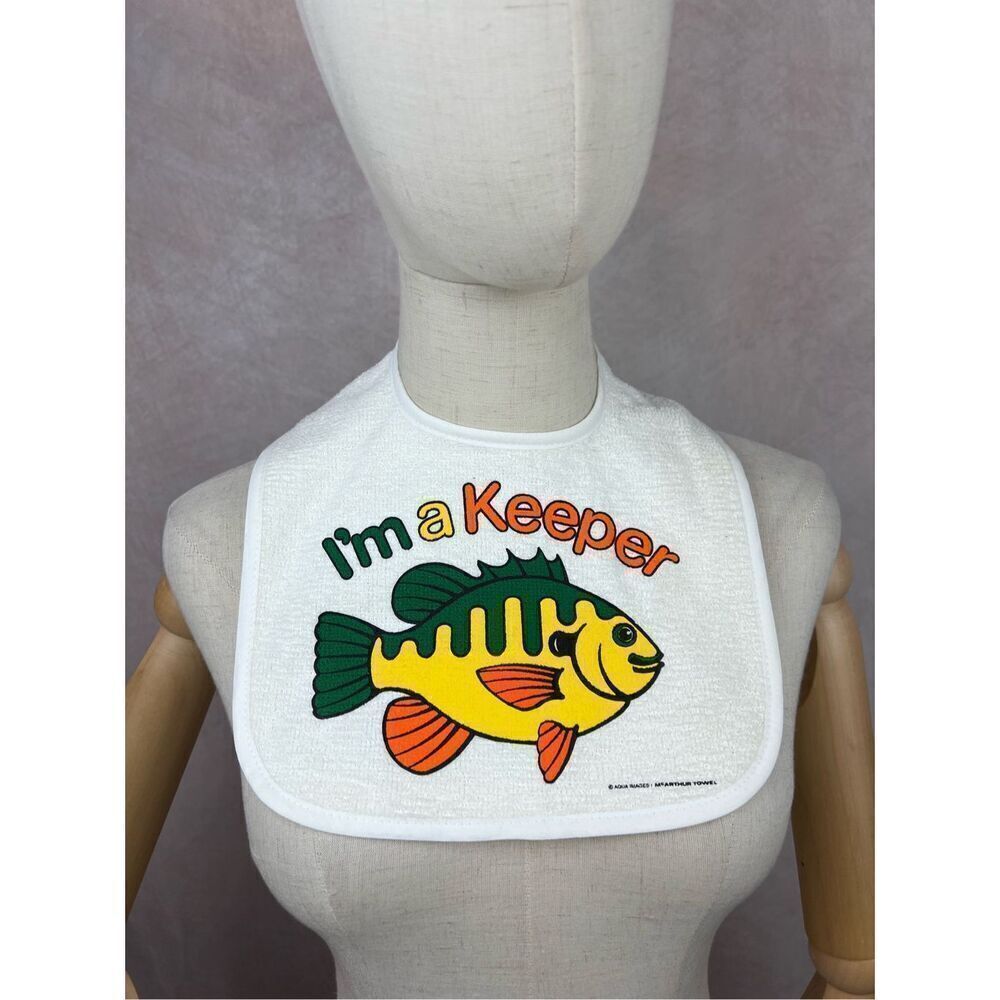 Vintage Baby Bib Fish I’m a Keeper 90s Fishing Baby